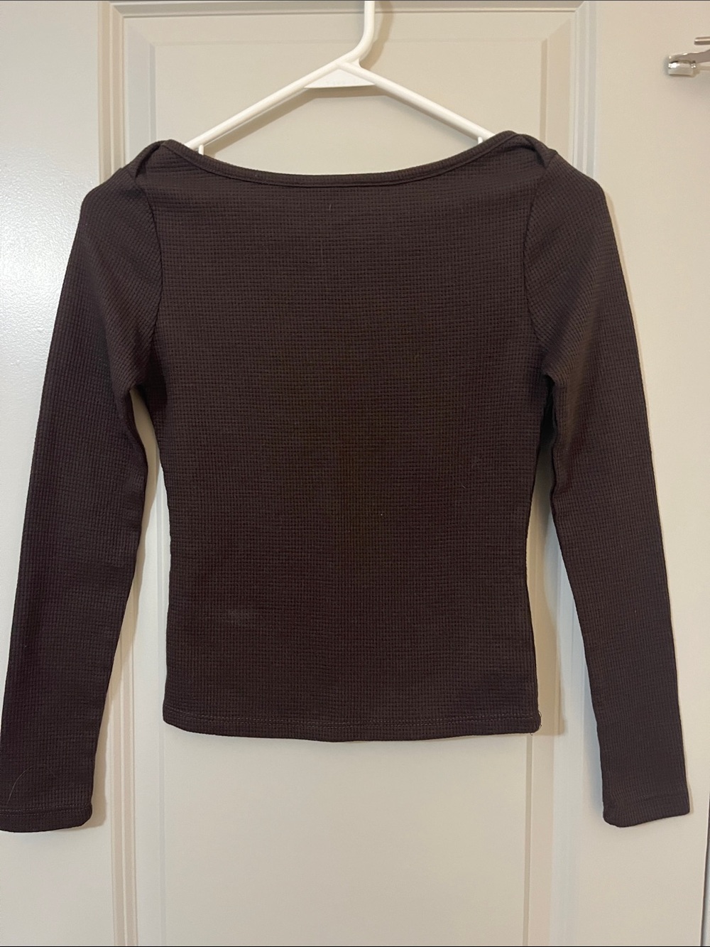 PacSun Women's Ribbed Long Sleeve Crop Top - Brown